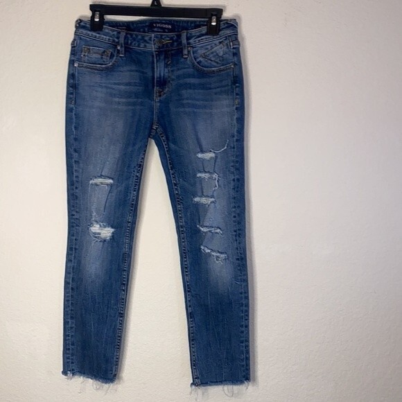 Vigoss jeans Chelsea women y2k 90s skinny crop 26/25 long distressed raw - Picture 1 of 16